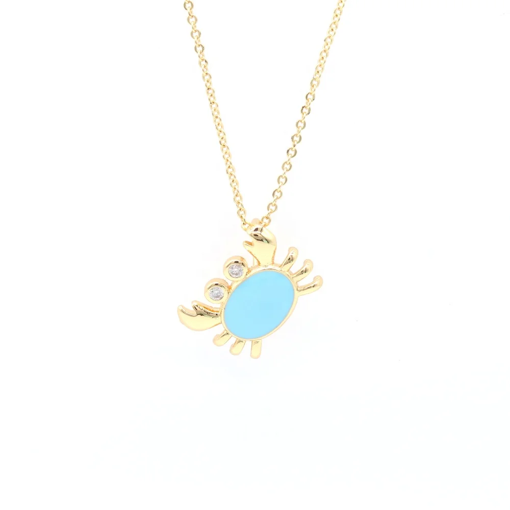 Креативные детские носки; Красивые красные, циркон, кристалл, Краб Подвеска 18 K золота латунь ожерелье для женщин и девочек