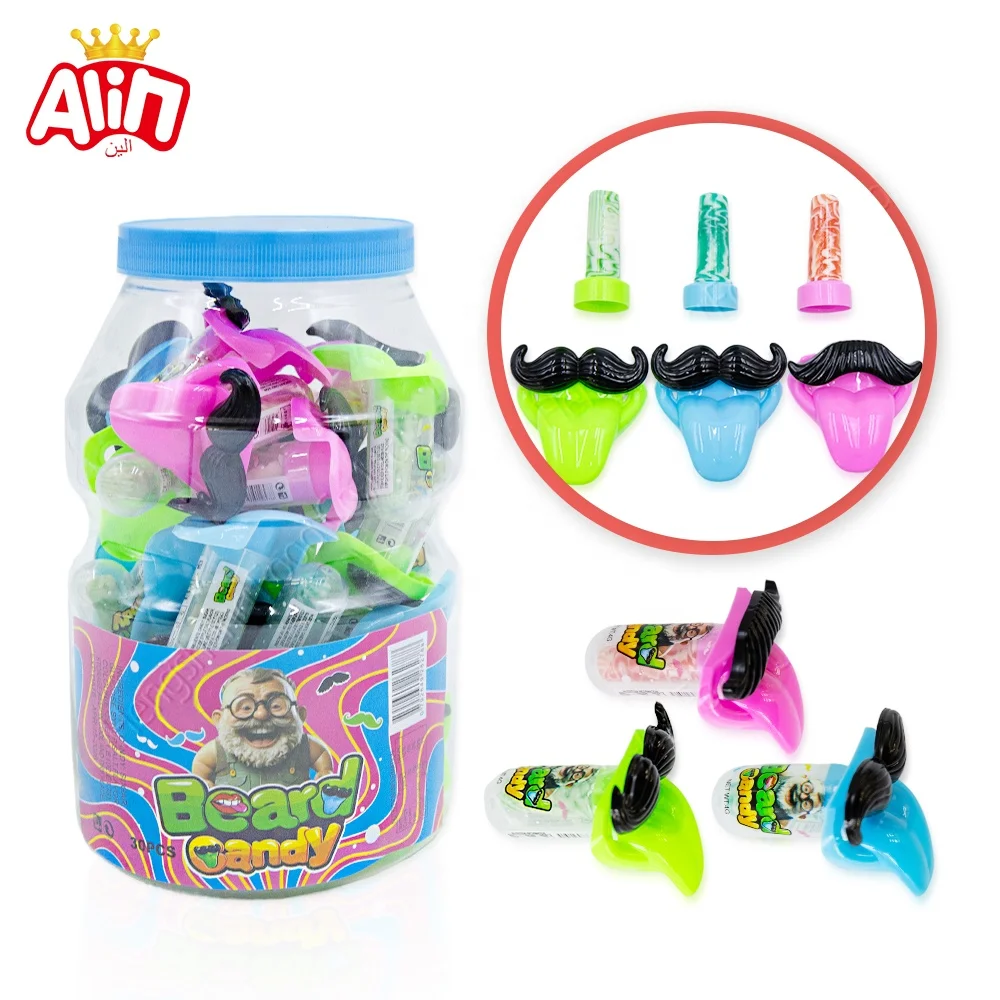 Hot Seller Candy Toy for Kids Children Toys with Sweets Bottled Beard Toy Pacifier Fruit Hard Candy