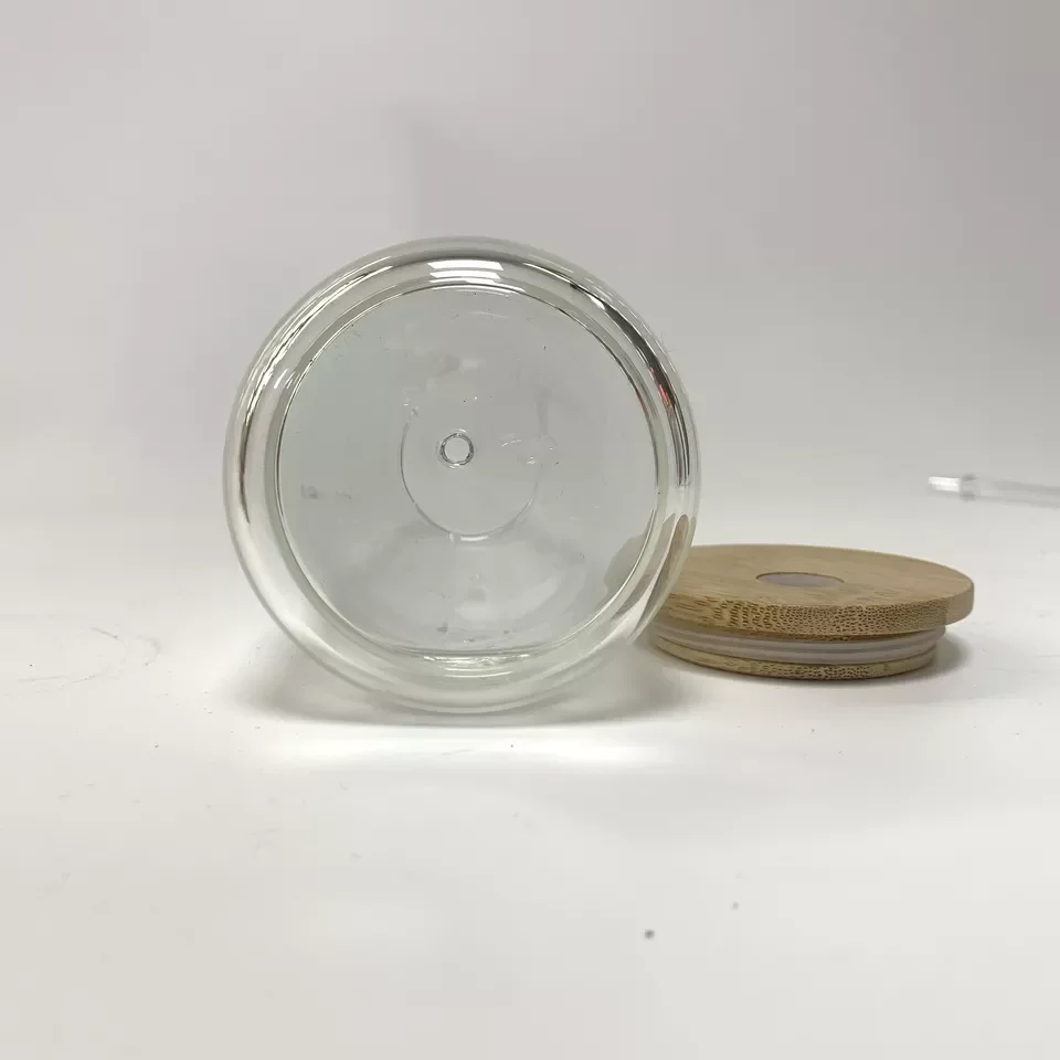 USA warehouse glitter clear beer Can Shaped pre drill 16oz 20oz blank sublimation double walled snow globe glass can cups