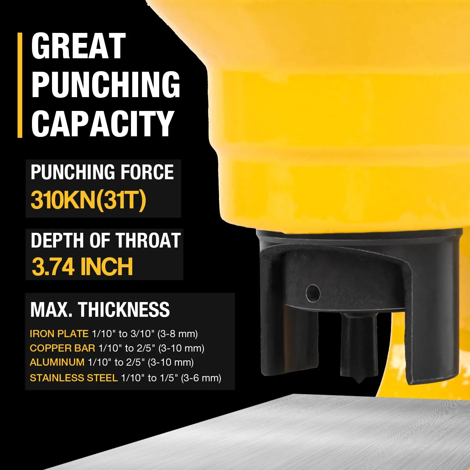 CH-60 Electric Cordless 31-Ton Hydraulic Multi-Tool Bus Bar Knockout Puncher for 20mm Iron 10mm Steel Stainless & Copper Plate