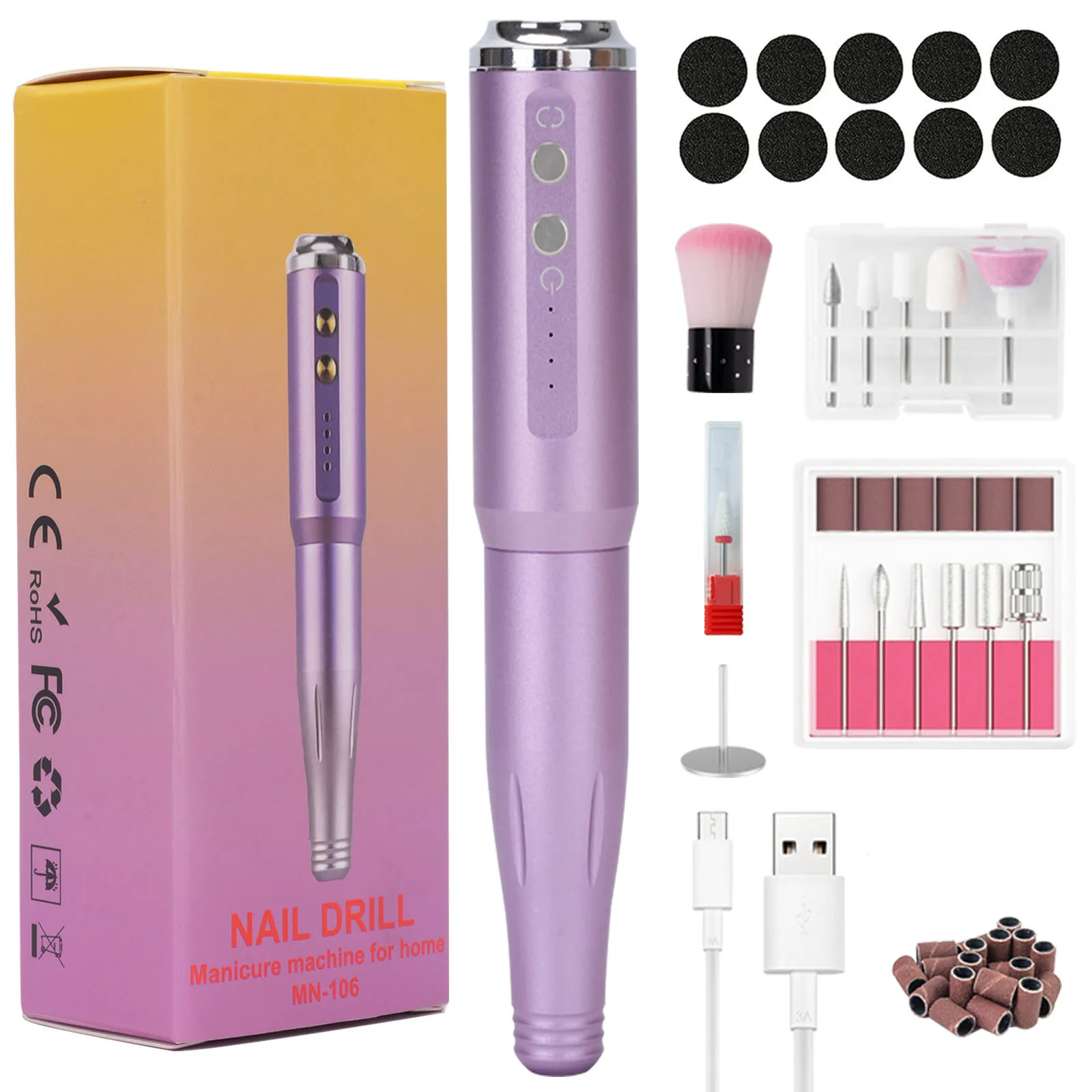 2024 High Quality Rechargeable Electric Nail Drill  20000RPM Nail Drill Machine Professional for home & Salon Use Nail File