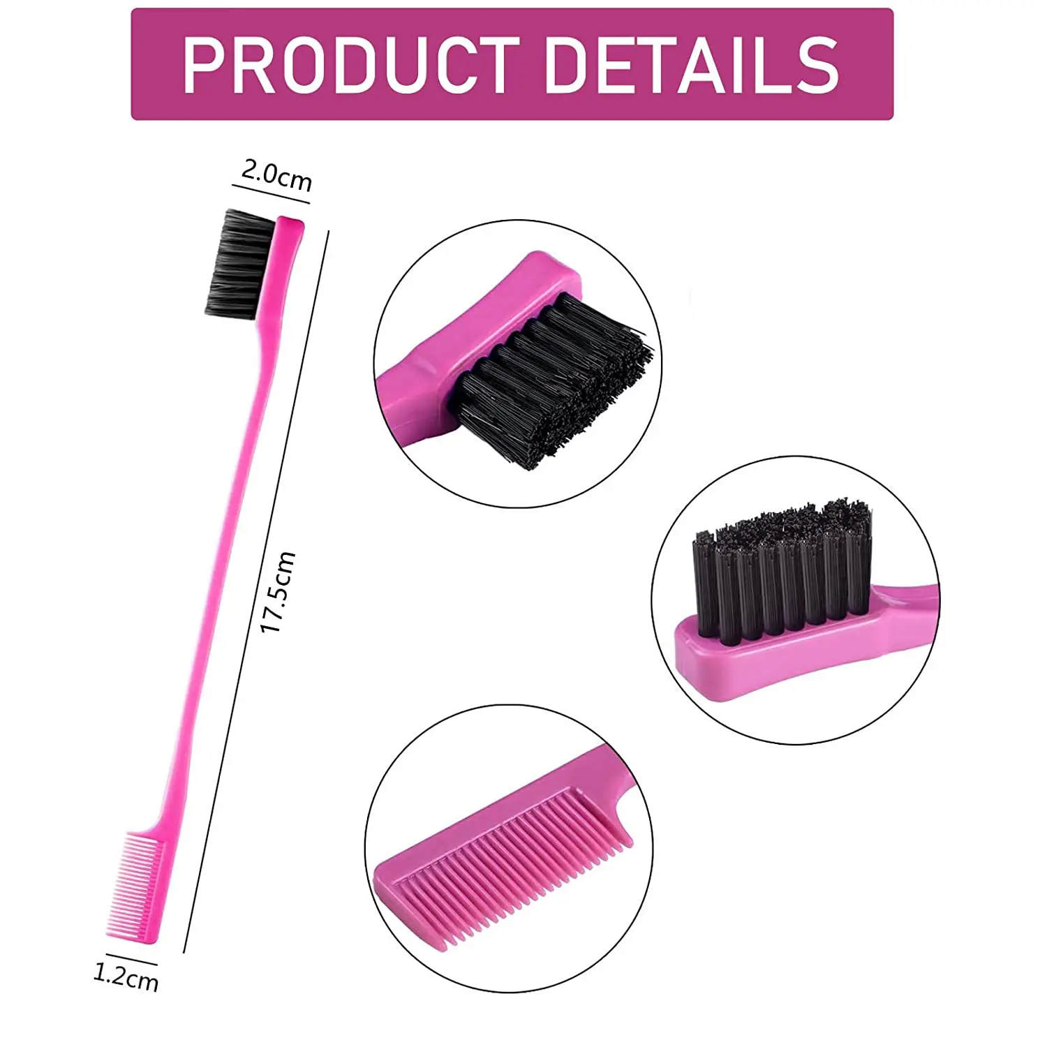 G&T Factory Price Hair Edges Brush Double Sided 2 In 1 Edge Control Hair Brushes Comb