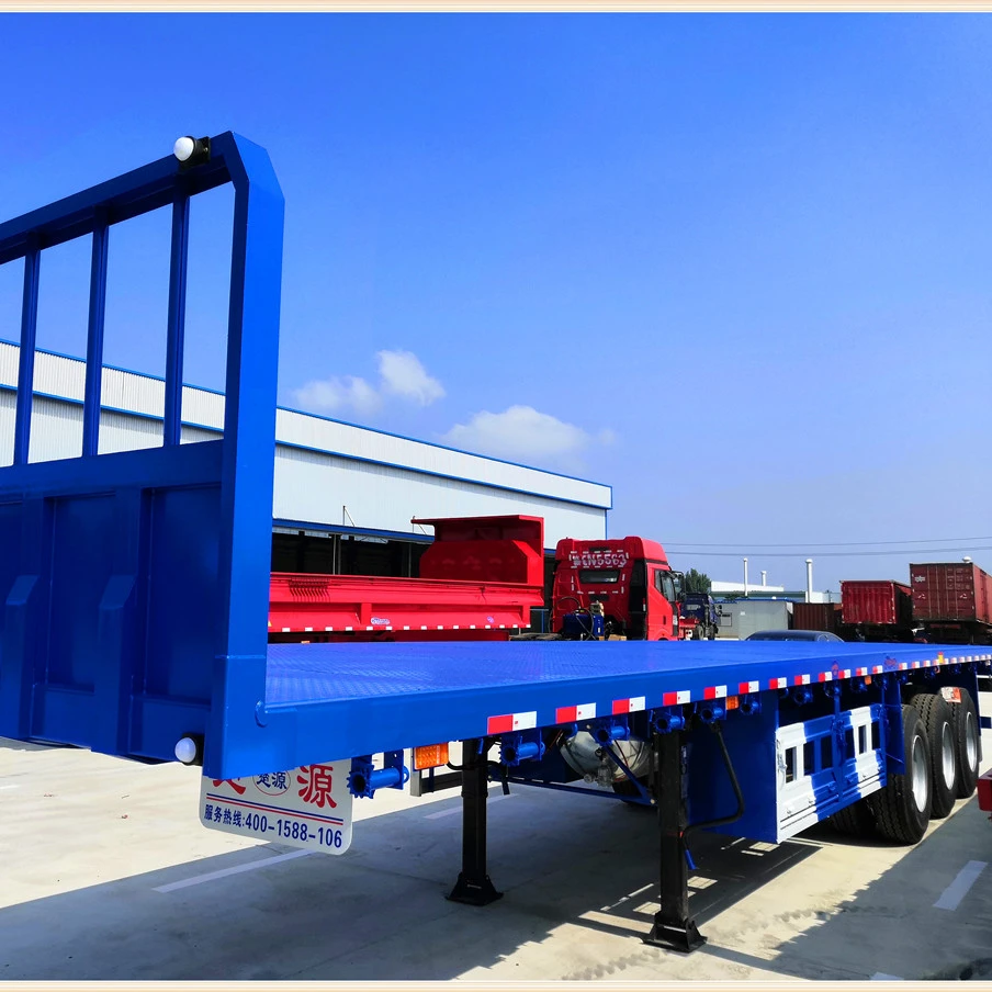 OYJD Trailers arrival sky blue  flatbed semitrailer use containers fertilizer cement grain transport with 8 twist locks for sale