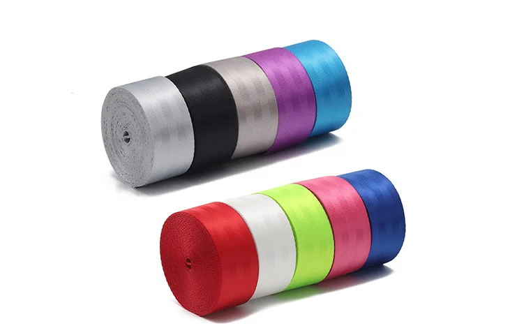 High quality polyester 50mm seat belt 1 1/2 inch colour yellow black  strap harness backpack seat  belt webbing