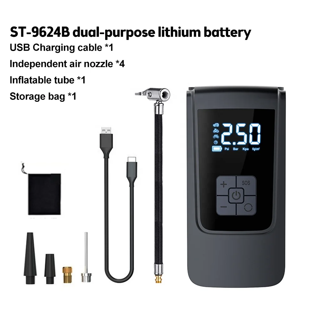 USB C Portable Electric Air Pump Tire Inflator Rechargeable Powerbank for Car Bicycle Motor (Wireless Type c Cable) For BMW