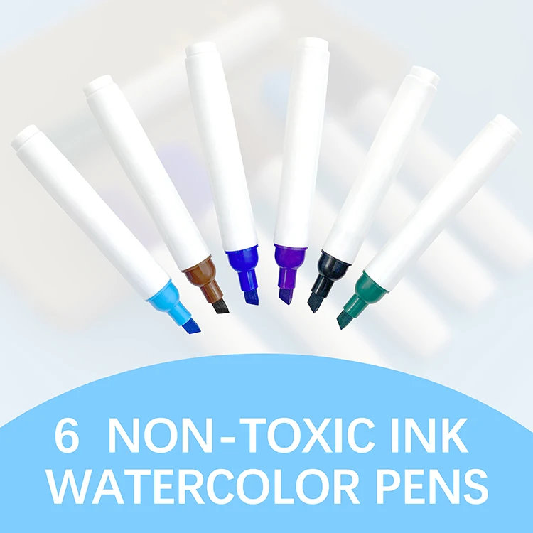 Supplier custom non-toxic washable 6 colors children colored drawing water color marker pen for kids with logo