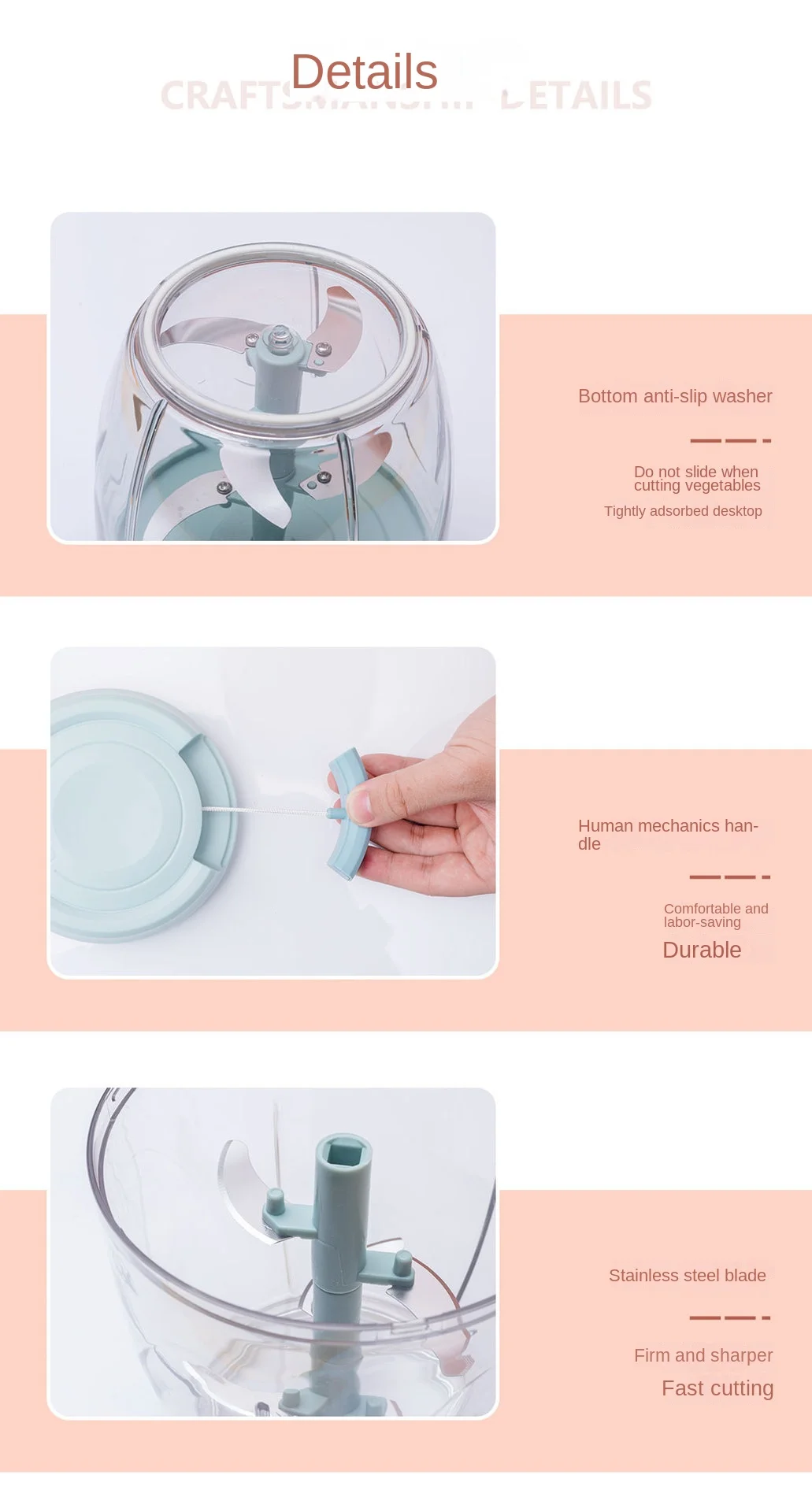 190ML Pull garlic artifact multi-function manual vegetable cutter meat grinder