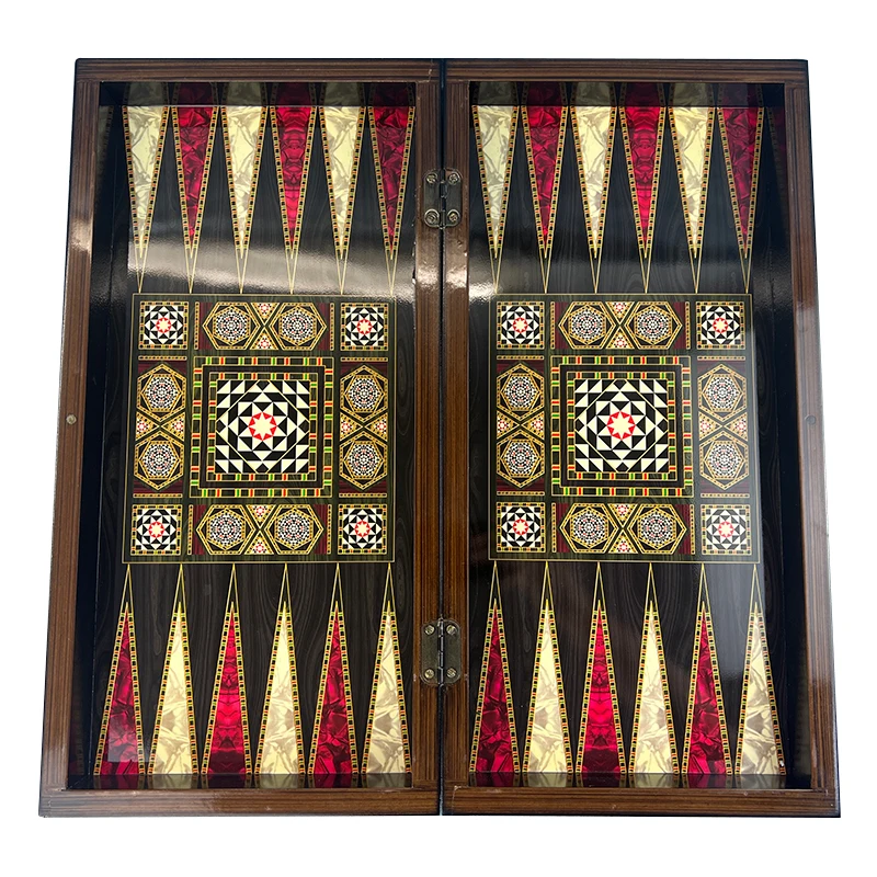 Custom Wood Piano Lacquer Table Games backgammon Middle East Arab chess PU Wood Box Puzzle games