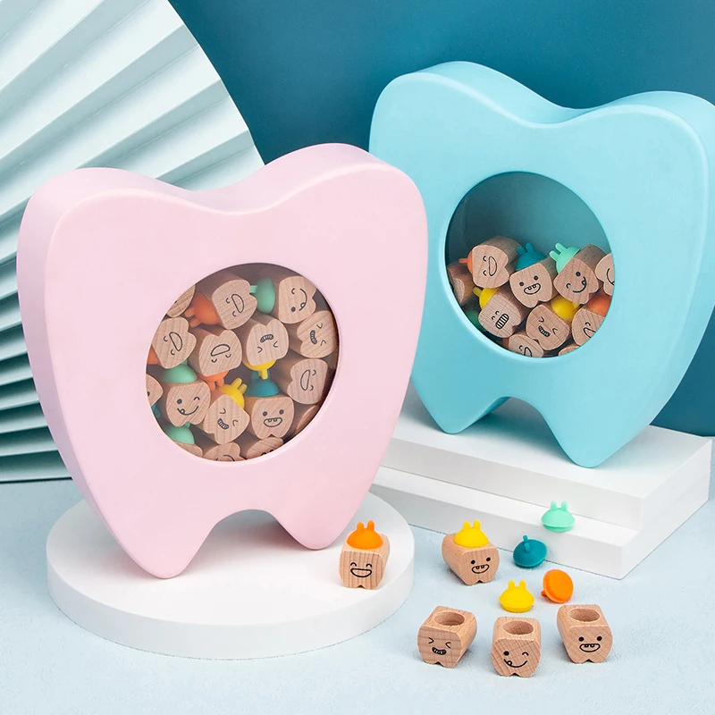 redesign wooden Boys and girls Fetal hair and baby teeth collection box Lovely treasure