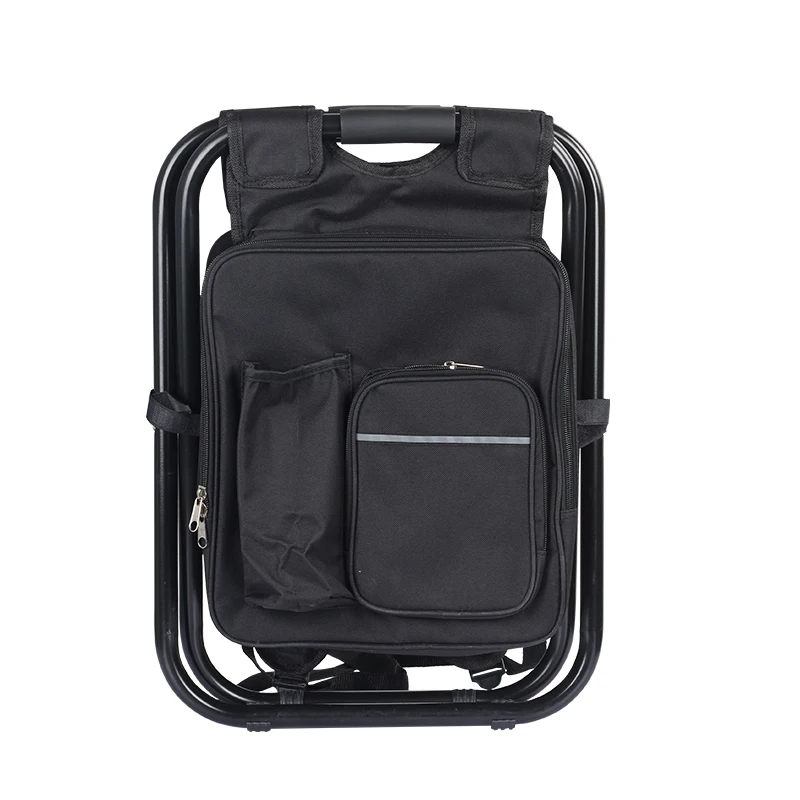 2023 Customized Outdoor Lightweight Portable Folding Stool Fishing Beach Camping Backpack Chair With Ice Cooler Bag