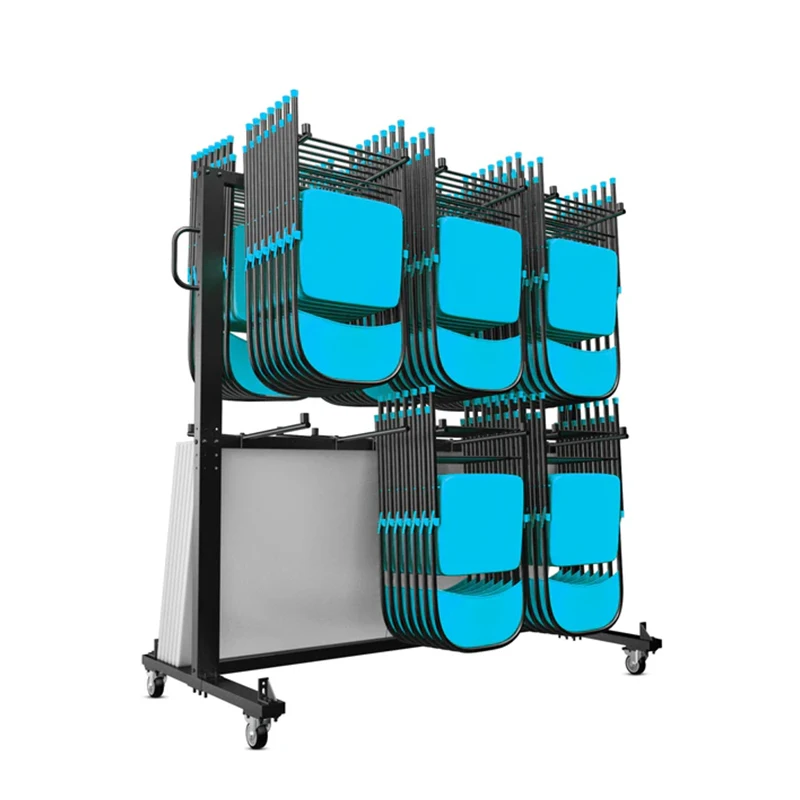 Redsun Custom 800Lb Folding Trolly Table and Chairs Dolly Carts Carbon Steel Banquet Chair Trolley Hotel Transporting Hand Cart