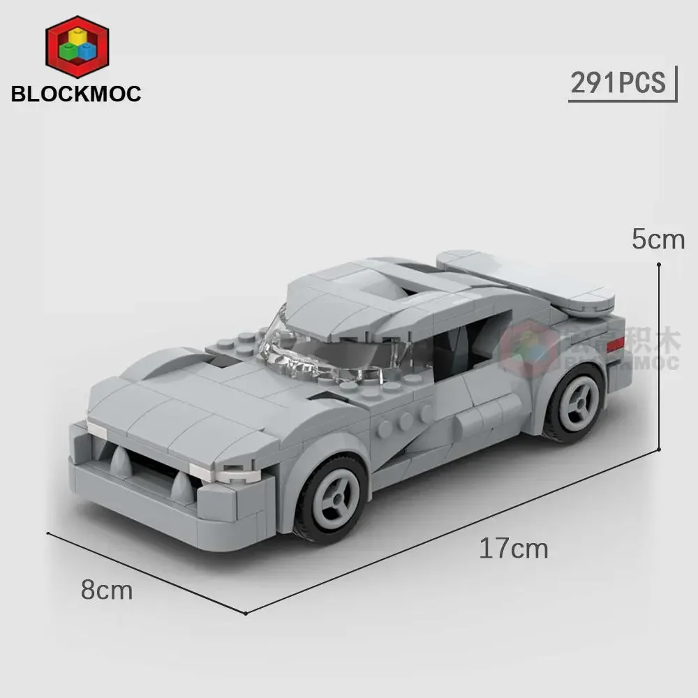 MOC Bricks Viper RT10 Roadster 1994 Racing Sports Car Vehicle Speed Champion Racer Building Blocks Garage Toy For Boys
