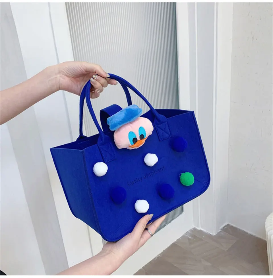 Cute Children Cartoon Felt Sculpture Tote Handbag Portable Bag Kids Cartoon Gift Bag Organizer Casual Shoulder Bags