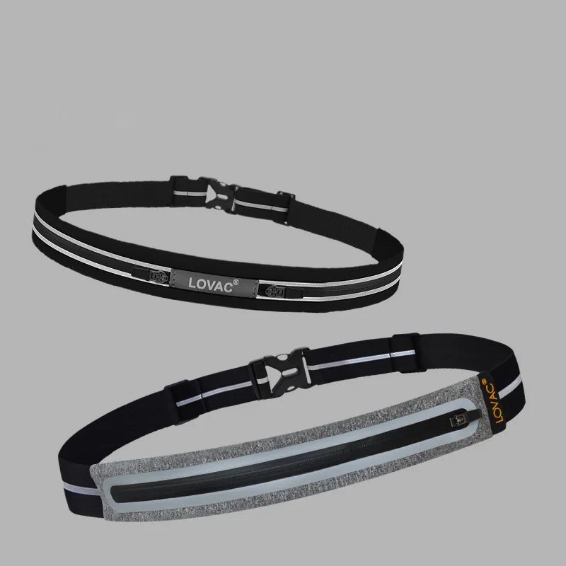 Outdoor Wear-Resistant Reflective Fanny Pack Fitness Running Waterproof Ultra Thin Double Section Leica Belt Marathon Waist Bag