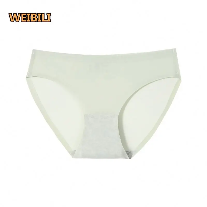 Ice Silk Panties sexy ultra-thin solid color mid waist quick dry Breathable cotton crotch women panties