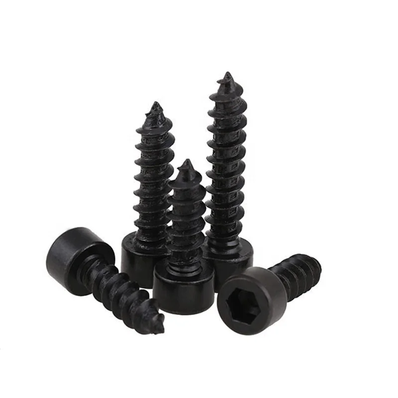 Hexagon Socket Black Carbon Steel Self Tapping Screws For Audio OEM Stock Support
