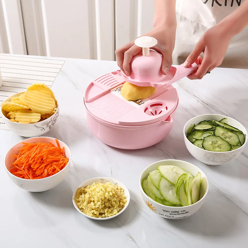 
Multifunction 12 In 1 Wet Basket Fruit Vegetable Cutter Peeler Slicers Kitchen Tools 