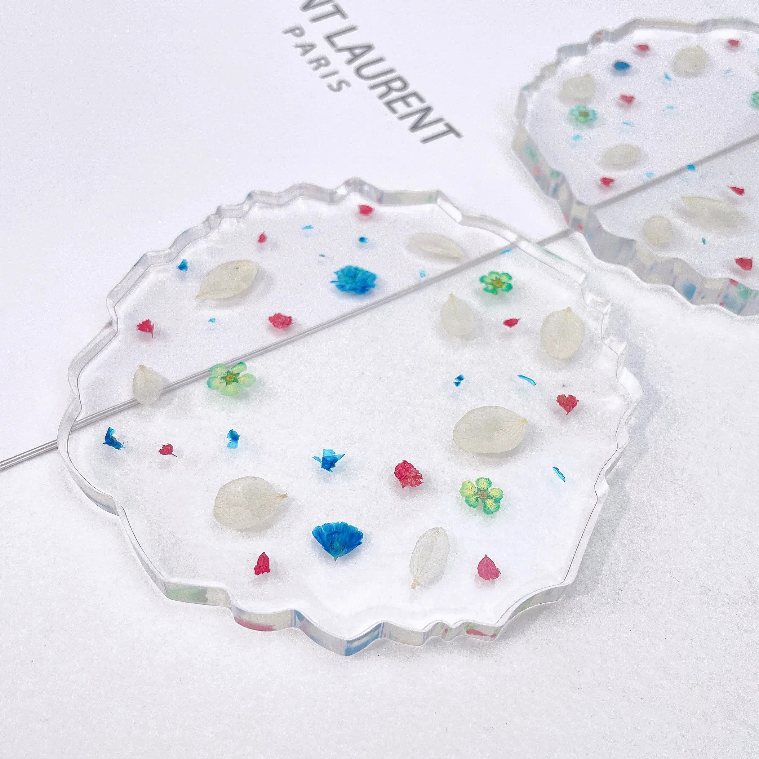 2023 new arrivals dried real pressed flowers tutorial epoxy resin craft transparent handmade cup coaster for home decoration