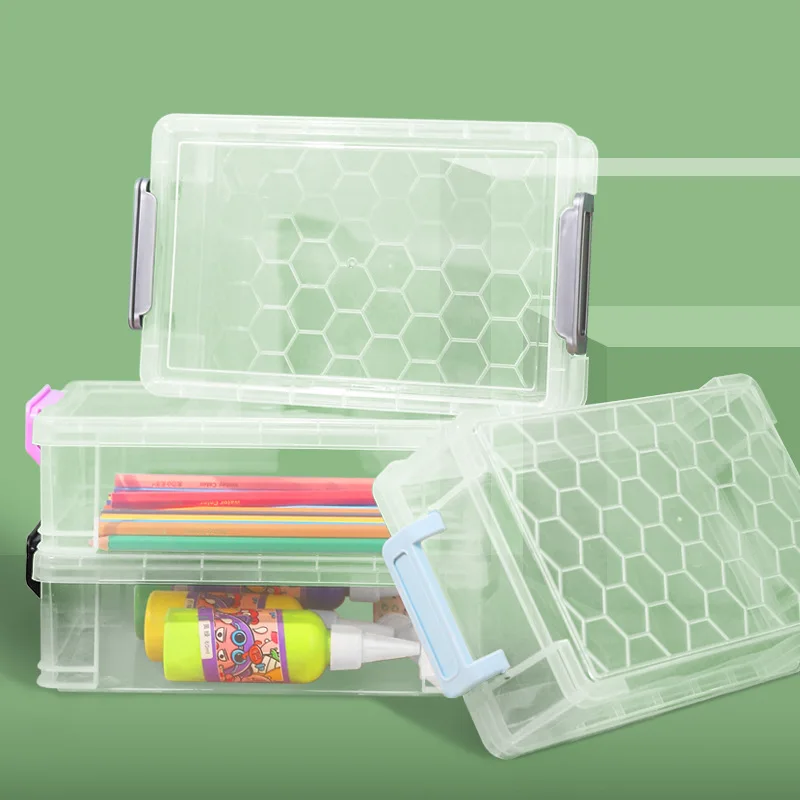 NISEVEN Wholesale Large Capacity Crayon Box Stackable Brush Painting Pencils Plastic Storage Box Dustproof Pencil Box with Lids