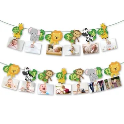 BA176 13Pcs baby shower party supplies new born party jungle animal banner jungle theme party decoration for baby