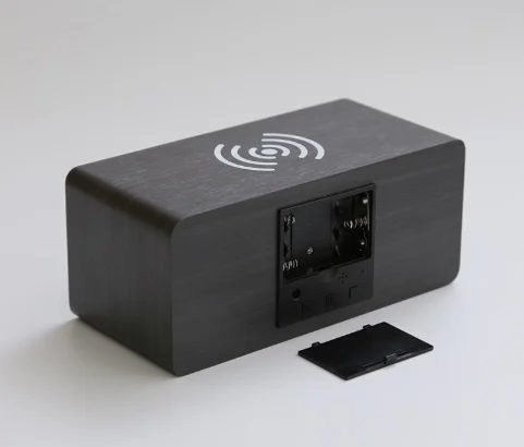 multifunction Wireless Charger LED  Electronic alarm clock Wholesale desktop clock kids wireless charging digital wooden clock