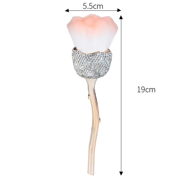 Luxury Rose Shaped Diamond Portable Loose Powder Makeup Cosmetic Tools Soft Hair Blusher Beauty Eyebrow Brushes