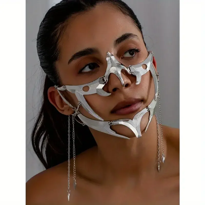 Custom Future trends Cyberpunk Mask Shaped Fluid Mechanical Wind Earrings Lip Ring Resin Printing SLA 3D Printing Service