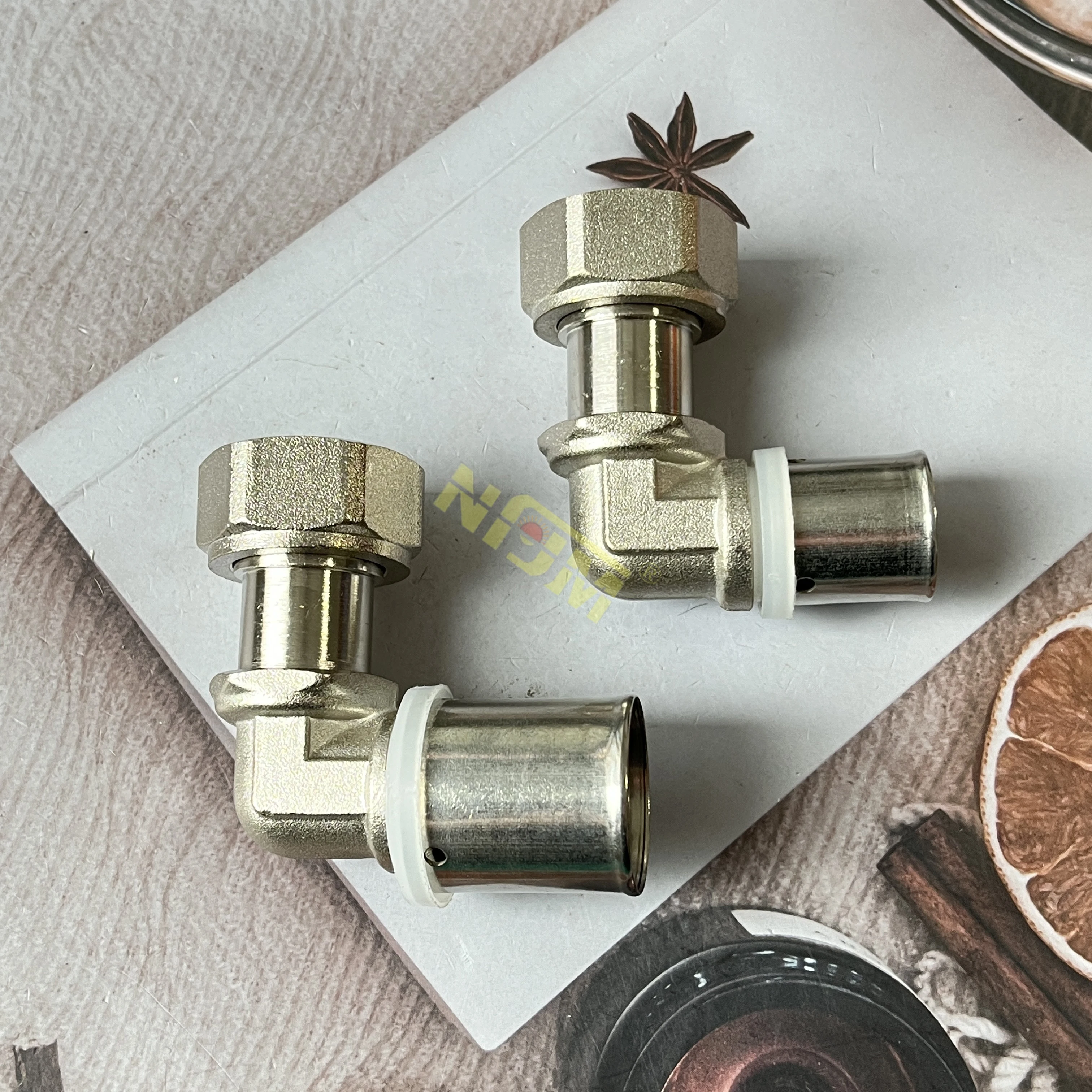 NFJM Brass press pipe fitting male thread elbow for pex al pex hot water floor heating pipes