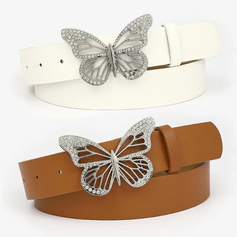Waist Belts for Women Fashion Animal Butterfly Buckle Leather Belt Pu Belt for Jeans Pants Dresses