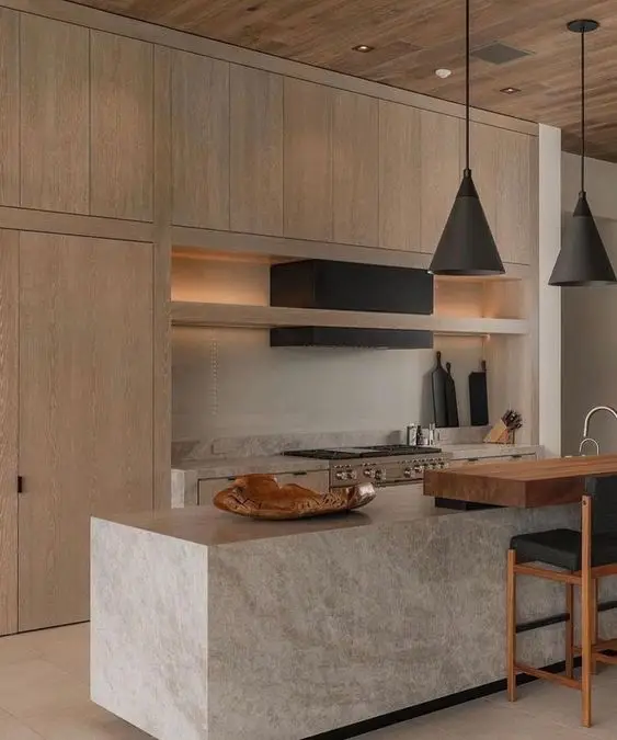 Vermont American Style Kitchen Rift White Oak solid Wood Veneer Clean Design Kitchen Cabinet