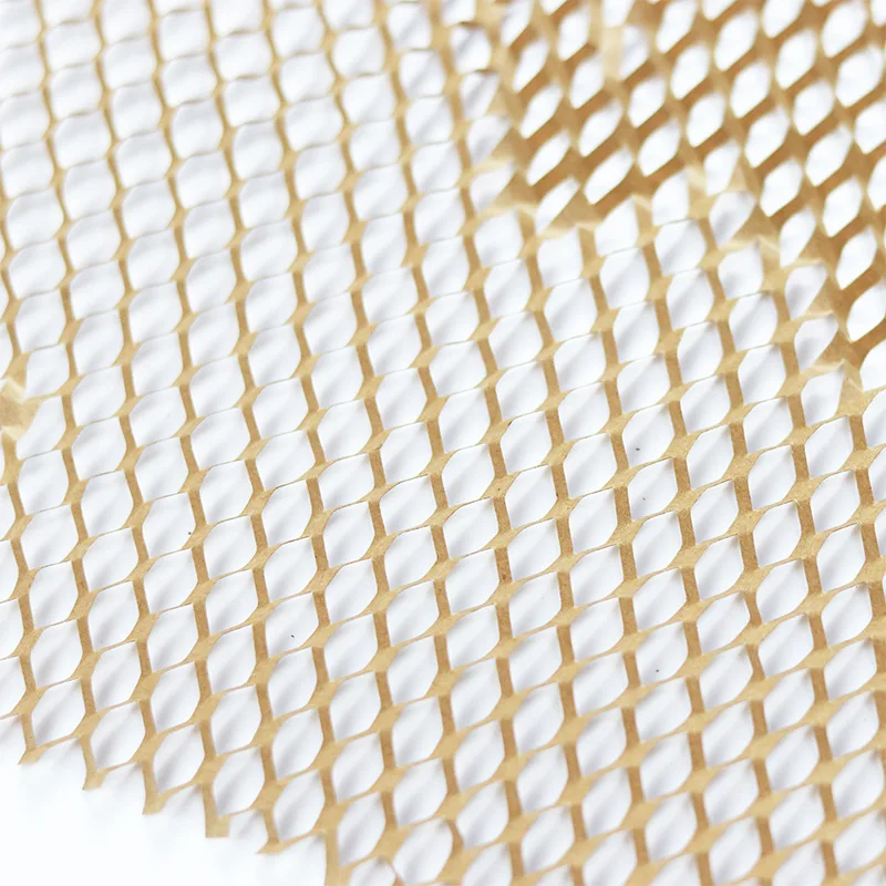 Brown honeycomb buffer paper roll environmentally friendly degradable recycling kraft mesh honeycomb wrapping packaging paper