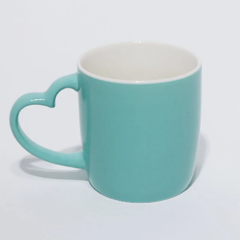 Popular Great Quality Heart Handle Cups Red Color Turquoise Color Ceramic Coffee Mug Stocked Mugs