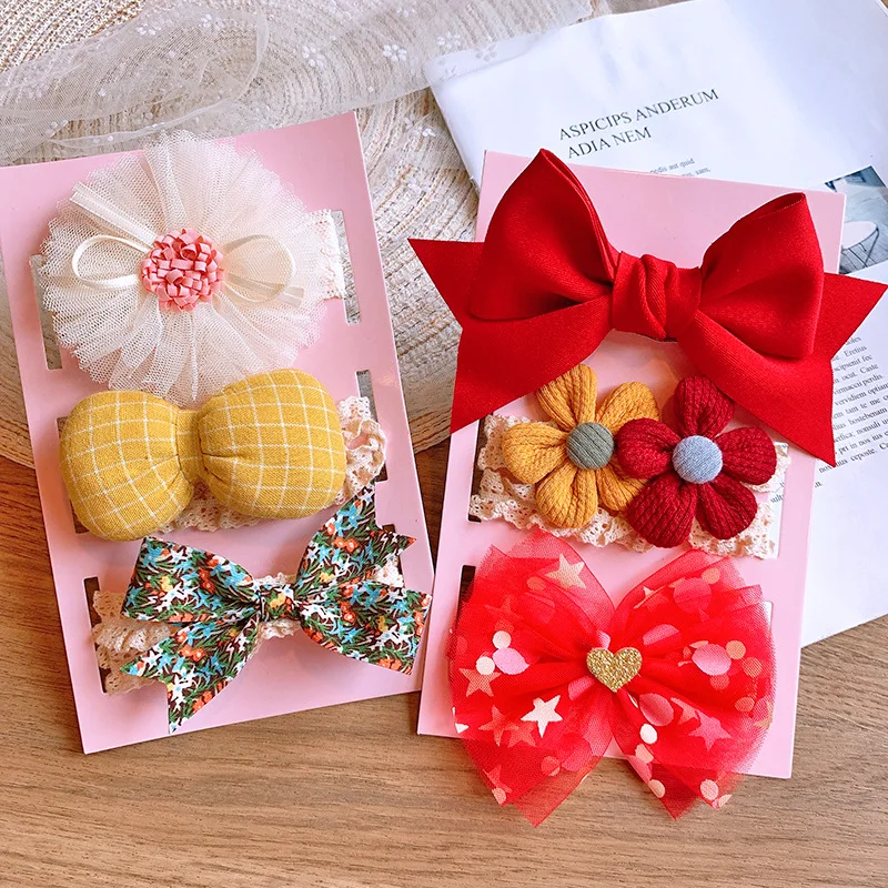 
2021 Kids Headband Three Sets Princess Wind Lace Baby Hairband Full Moon Headband Bow 18 designs Hair Accessories Girls 