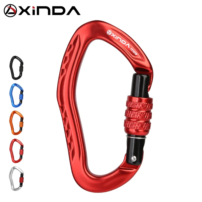 XINDA best CE UIAA 25kN  7075 aluminum ear-shaped screw locking rock climbing  carabiner