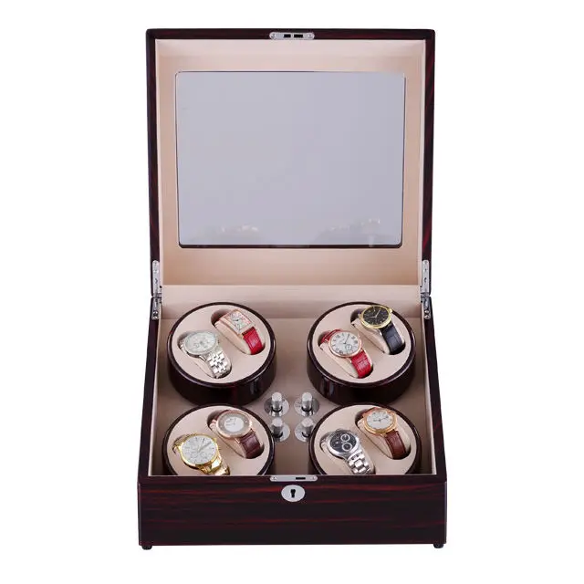 Luxury High quality  molle Automatic watch winder safe wood leather rotations watch winder box  8 slots open-stop