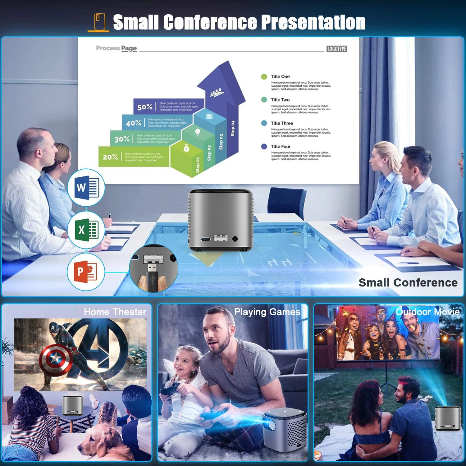 Dlp домашний кинотеатр вне фильма Wifi мини куб умный компактный 4K портативный проектор Android 7,12 проектор с приложениями