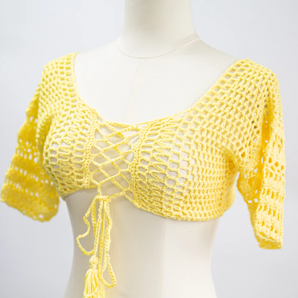 Custom Handmade Knitwear Crochet Bikinis 2 Piece Set Sexy Swimwear String Bikinis Beachwear Women Swimsuit String Bikini
