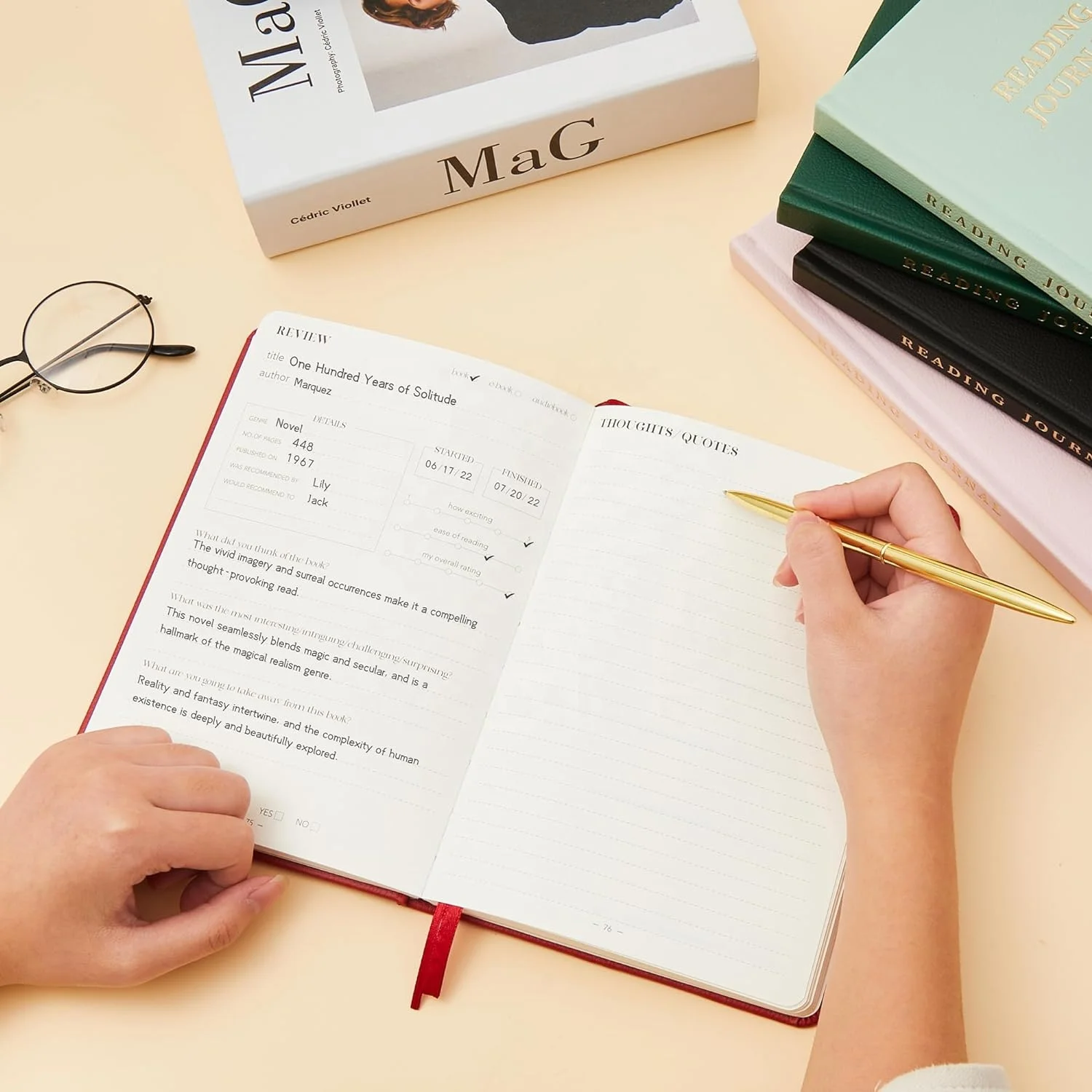 Hardcover Leather Reading Journal Gift for Book Lovers and Readers Review and Track Your Reading with 65 Book Reviews