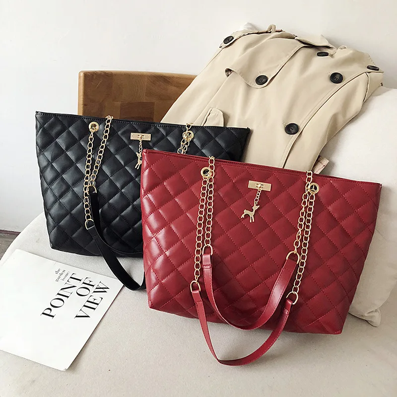 2021 Women Handbags Tote High Quality Wholesale Big Capacity Deer Plaid Sling Shoulder Chain Quilted Bags