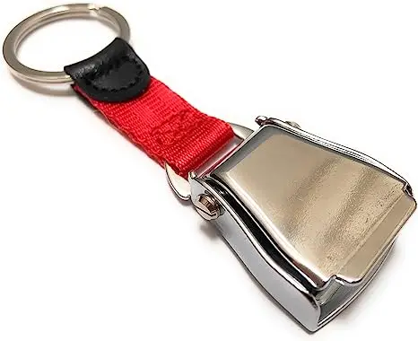 Wholesale Custom High Quality Zinc Alloy Ribbon Airplane Seat Belt Buckle Metal Keychain