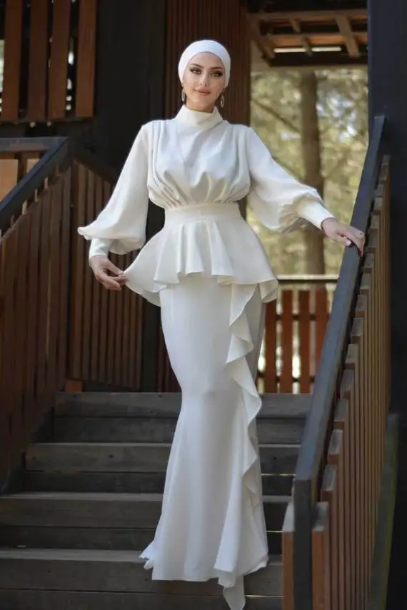 MOTIVE FORCE Boutique Clothing Women Muslim Dress Long Sleeve  Elegant Long Skirt Waist Muslim Women Formal Dress