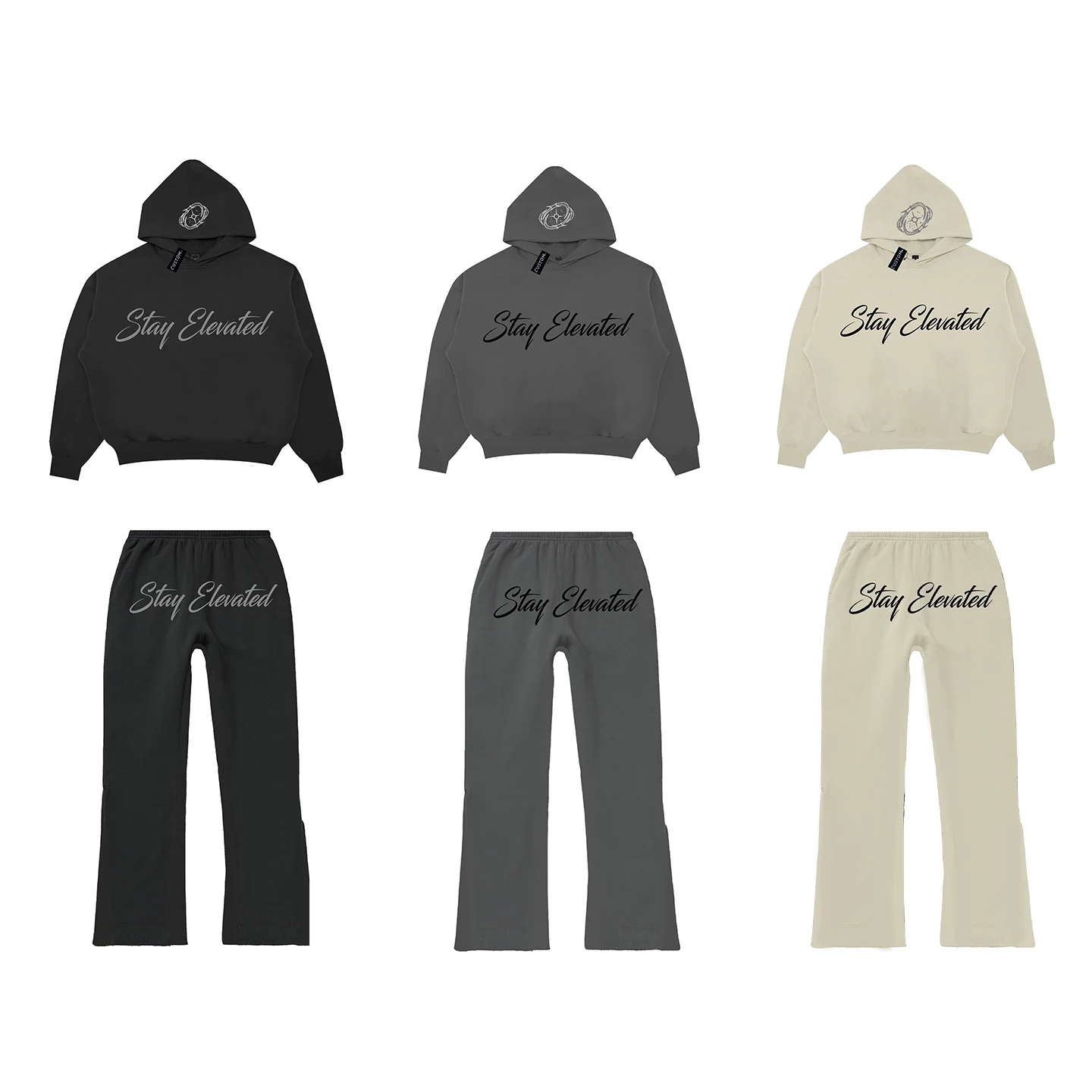 Custom Logo Printing Tracksuit Two Piece Set Hoodie Sweatpants Embroidery Logo Patched Vintage Washed Sun Faded Zip Hoodie Set