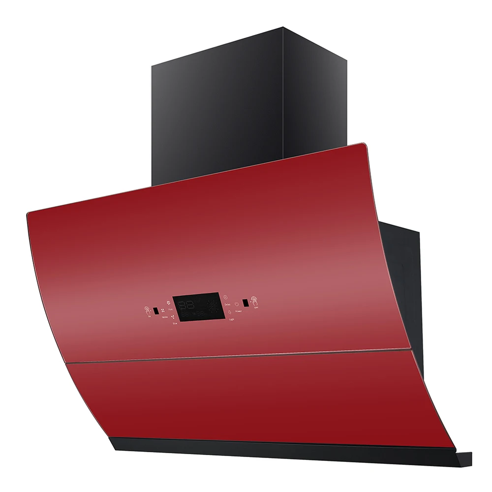 900MM Painted Black Automatic Open Two Motors Kitchen Chimney Auto Clean Extractor Hood Exhaust Hood