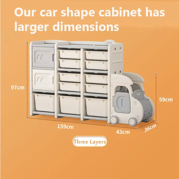 Larger Size Kids Furniture Custom Plastic Movable Baby Chest Corner Cupboard Rack Children Bedroom Toys Storage Organizer