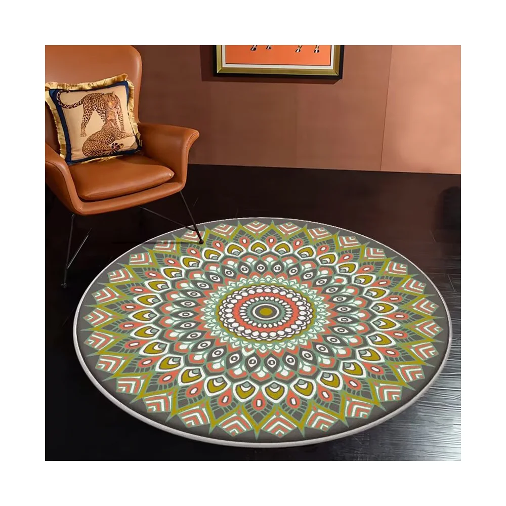 American retro artificial wool circular carpet living room bedroom study home yoga dressing table non slip floor mat
