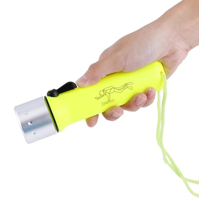 Rechargeable underwater T6 LED diving torch high brightness yellow plastic waterproof dive flashlight