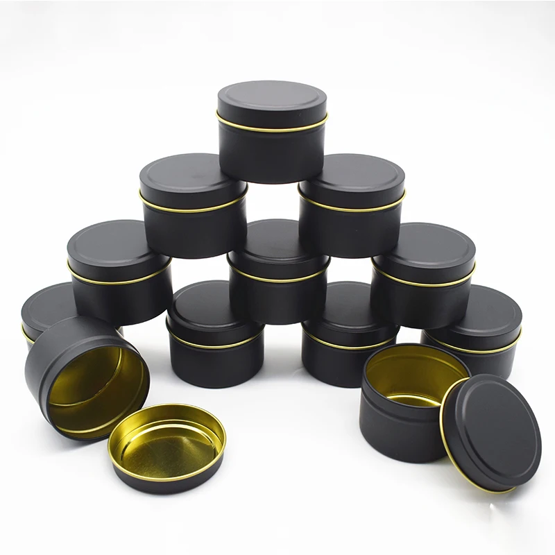 Wholesale 8oz Black Candle Tins with Lid  Empty Round Metal Container Scented Candle Gift Packaging Tin Cans For DIY Candles