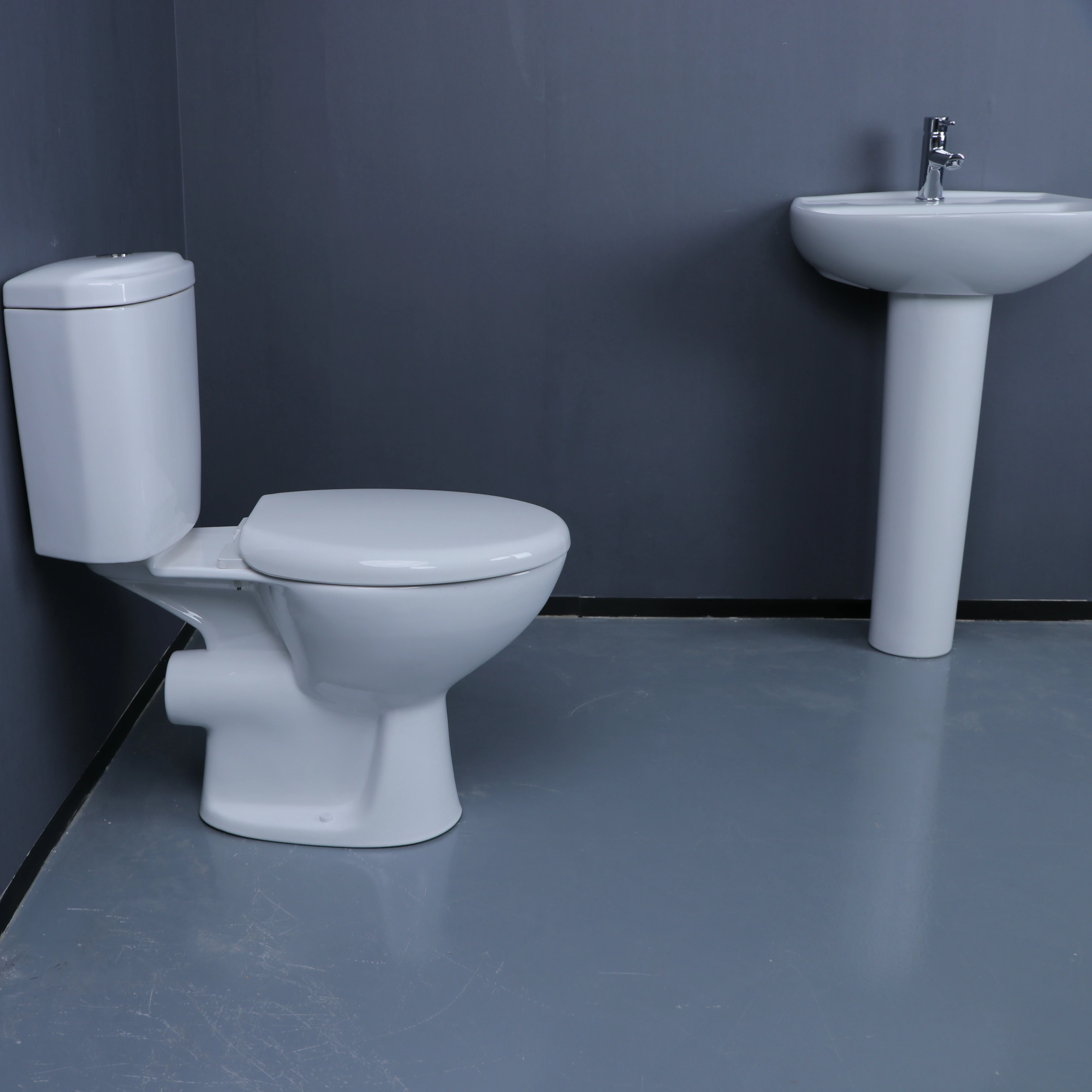 Bolina Best Selling VT012+VT012T European Standard Sanitary Ware Dual Flush Floor Mounted 180mm P-trap Two Piece Toilet