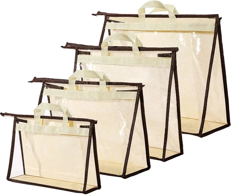 Custom Hot Sale PVC Clear Dust Bags Portable Zipper Hanging Storage Dust Bag for Handbags