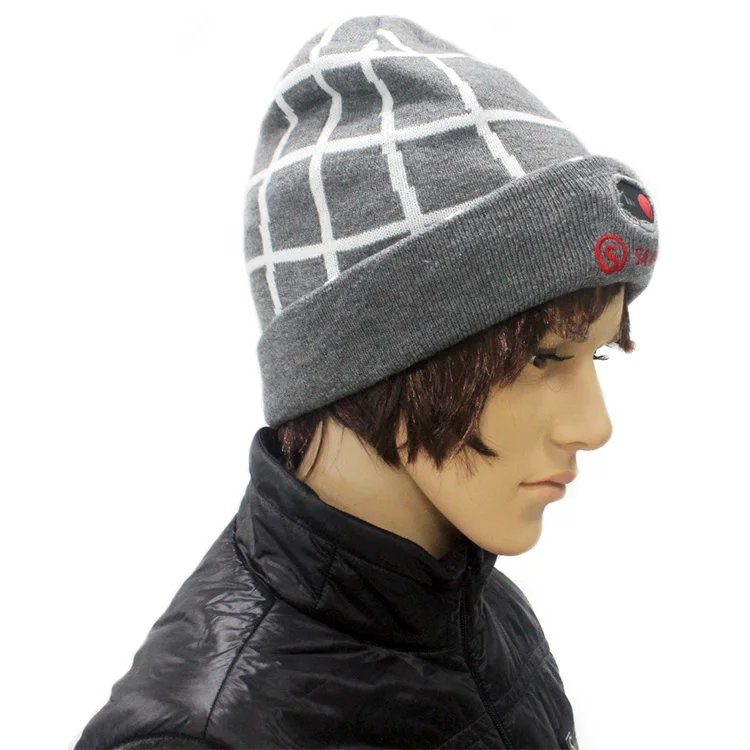 Winter Outdoor Thermal Heat Heating Cap Grey Knitted Heated Beanie Winter Hats For Men And Women